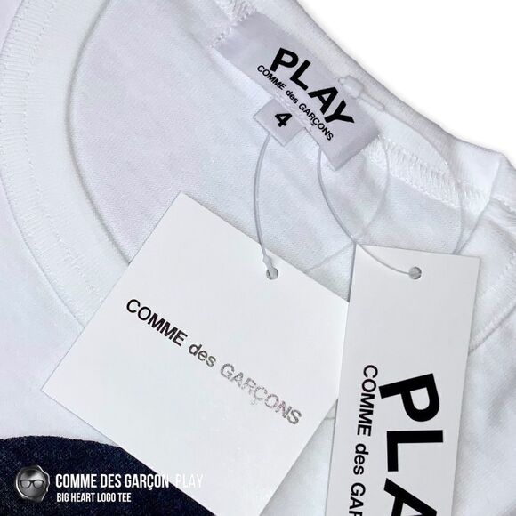 COMME DES GARÇONS PLAY KIDS BIG HEART LOGO TEE IN WHITE UNISEX CHILDREN’S SIZE 4 - Picture 7 of 13